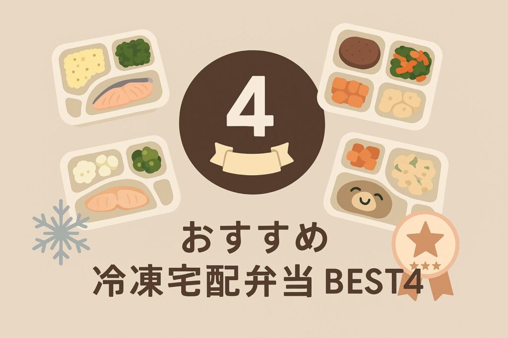 おすすめ冷凍宅配弁当　BEST4のイラスト